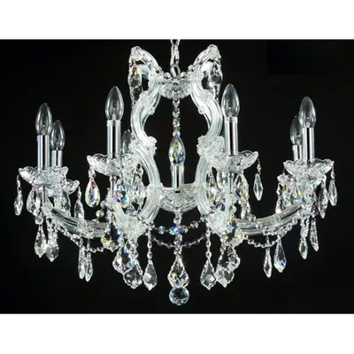Candelabru Diamant Crystal Inverno,9 becuri dulie E14, 230V,D.66cm, H.58 cm,Argintiu
