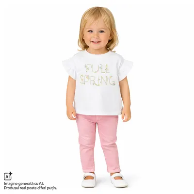 Tricou copii Chicco, Alb cu model, 01578-70MC
