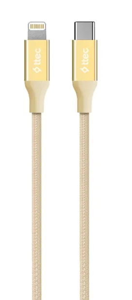 Cablu ttec - AlumiCable, USB-C/Lightning, 1.5 m, Gold