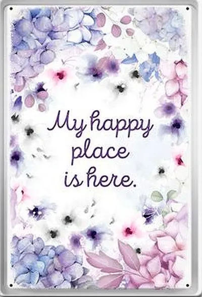Placă metalică Simetro - My Happy Place Is Here