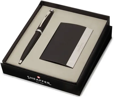 Set pix Sheaffer 100 - Matte Black, cu suport pentru cărți de vizită