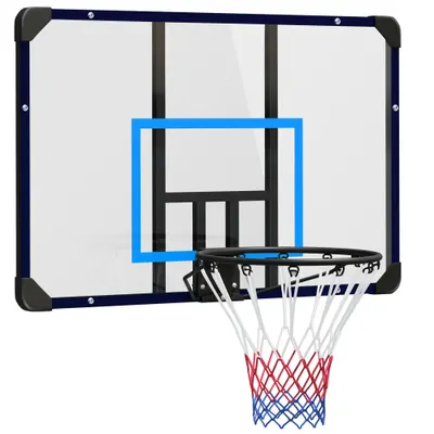 SPORTNOW Coș de Baschet de Perete, Mini Coș de Baschet cu Panou Indestructibil și Cerc din Oțel, 113x61x73 cm, Negru | Aosom Romania
