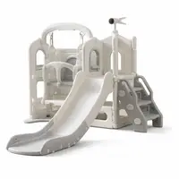 Spatiu de joaca pentru copii Nichiduta Garden Sky Bear 2 GreyWhite, cu tobogan, leagan, scara si manere de sustinere, zona de observare cu telescop integrat, dimensiune 163 x 105 x 140 cm
