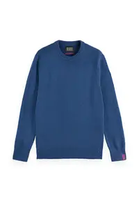 Pulover regular fit tricotat fin - Albastru inchis
