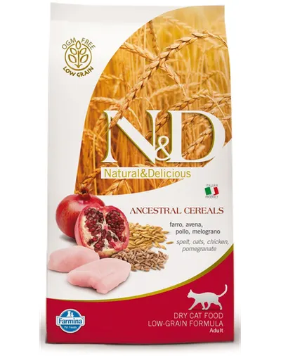 FARMINA N&D Low Grain Adult Cat - Hrană uscată cu pui & rodie 1.5 kg