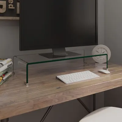vidaXL Stand TV/Suport monitor, sticlă transparentă 70x30x13 cm