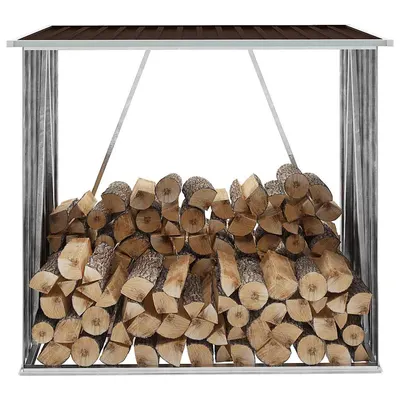 vidaXL Șopron depozitare lemne, maro, 163x83x154 cm, oțel galvanizat