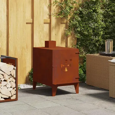 vidaXL Sobă de camping 35x50x60 cm Oțel Corten