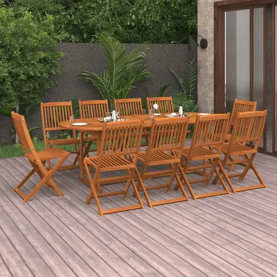 vidaXL Set mobilier de grădină 11 piese 220x90x75cm, lemn masiv acacia
