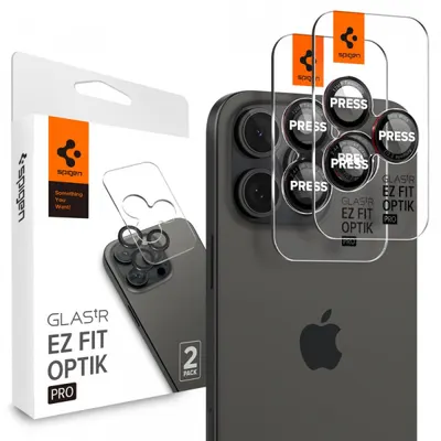 Folie de protectie Camera Spate Spigen GlastR EZ FIT Optik Pro pentru Apple iPhone 17 Pro Max, Sticla Securizata, Set 2 bucati, Rosie AGL05217