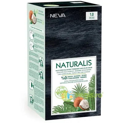 Vopsea de Par Vegana, fara Amoniac Negru Intens 1.0 Naturalis Neva 150ml