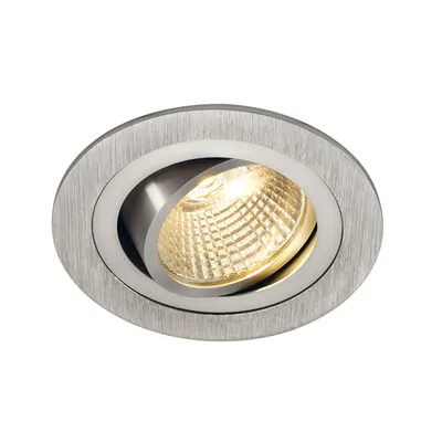 Spot incastrat, NEW TRIA 77 Ceiling lights, aluminium single-headed LED, 2700K, round, brushed aluminium, 38°, 9.1W, incl. driver, clip springs