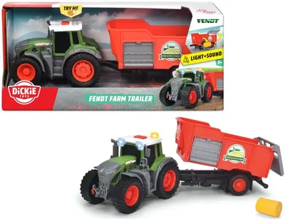 Jucarie Dickie Toys - Tractor cu remorca, remorca agricola Fendt