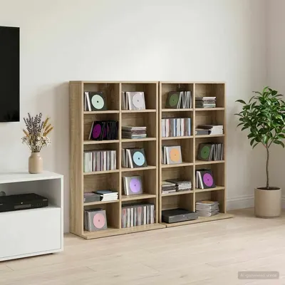 vidaXL Dulap pentru CD-uri 2 buc. Stejar Sonoma 65 x 23,5 x 97,5 cm