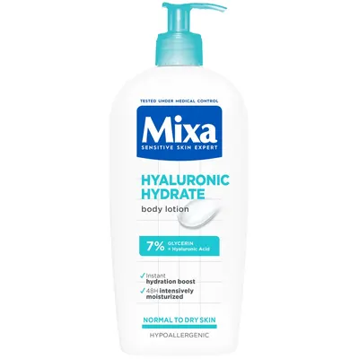 Lotiune de corp intens hidratanta pentru piele normala spre uscata Hyaluronic Hydrate, 400ml, Mixa