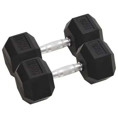 vidaXL Gantere, 2 buc., 15 kg, total fontă