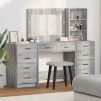 vidaXL Masă de Machiaj 3 buc. Gri Sonoma 78,5 x 41 x 135 cm