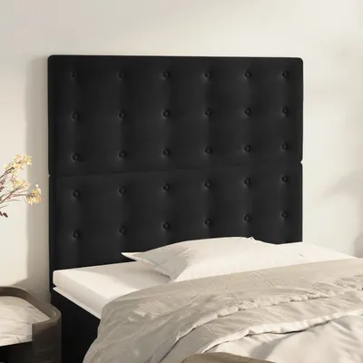 vidaXL Tăblie de pat neagră 80x5x118/128 cm catifea