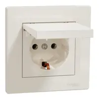Asfora, Priza simpla cu capac, 2P+E, 16A, crem