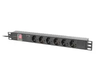 Unitate distributie alimentare PDU 19", 1U, 16A, 6 prize , negru