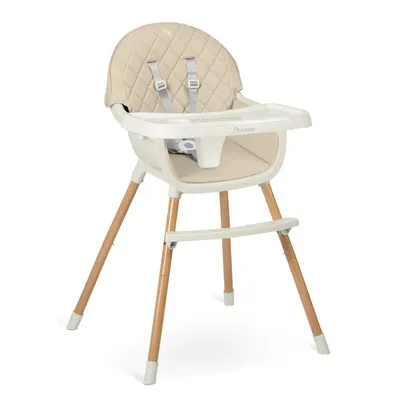 Scaun de masa multifunctional 3in1 pentru copii cu masuta reglabila si detasabila,husa din PU usor de curatat,suport picioare,transformabil in scaunel clasic Nukido Lilo Beige