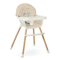 Scaun de masa multifunctional 3in1 pentru copii cu masuta reglabila si detasabila,husa din PU usor de curatat,suport picioare,transformabil in scaunel clasic Nukido Lilo Beige
