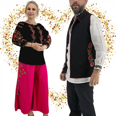 Set Cuplu 629 Vesta cu Broderie si Ie traditionala cu broderie