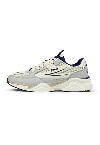 Pantofi sport Recade cu insertii din plasa - Alb fildes/Gri deschis/Bleumarin