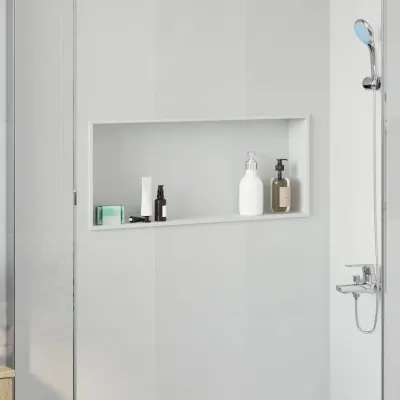vidaXL Nisă de Duș Alb 75 x 30 x 9,5 cm Oţel inoxidabil