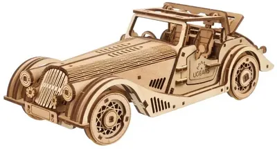 Puzzle 3D din lemn Ugears din 222 piese - Mașină sport Rapid Mouse