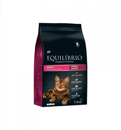 Equilibrio, hrana uscata pentru pisici adulte, hairball control, 7.5 kg