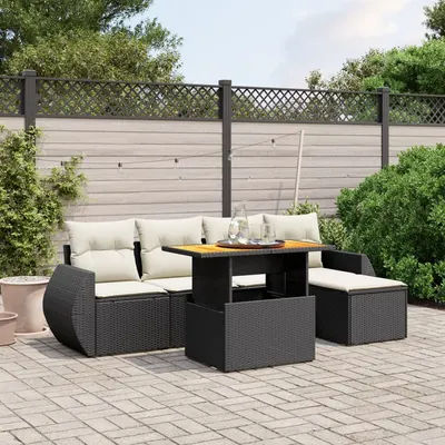 Gossi set mobilier de gradina cu perne, 6 piese, negru, poliratan