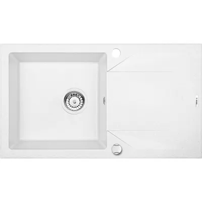 Chiuveta bucatarie compozit cu picurator alb mat 78 cm Deante Evora