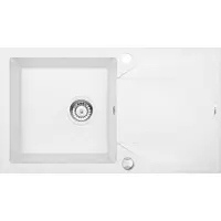 Chiuveta bucatarie compozit cu picurator alb mat 78 cm Deante Evora