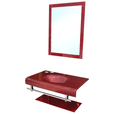 Set mobilier baie RM-081 suspendat sticla visiniu
