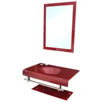 Set mobilier baie RM-081 suspendat sticla visiniu
