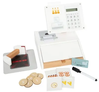 Jucărie din lemn Small Foot - Casa de marcat, cu accesorii