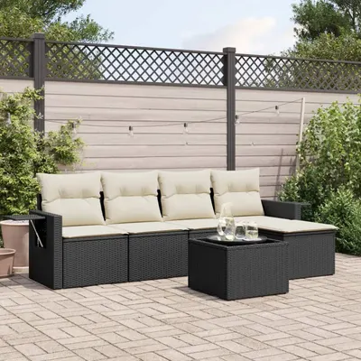 Gossi set mobilier de gradina cu perne, 6 piese, negru, poliratan
