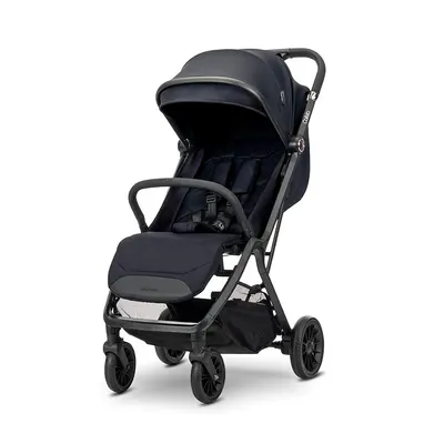 Carucior pentru copii Calista Black, pliere automata, cadru din aluminiu, spatar reglabil 3 pozitii, copertina extensibila, 0-48 luni, pana la 22 kg