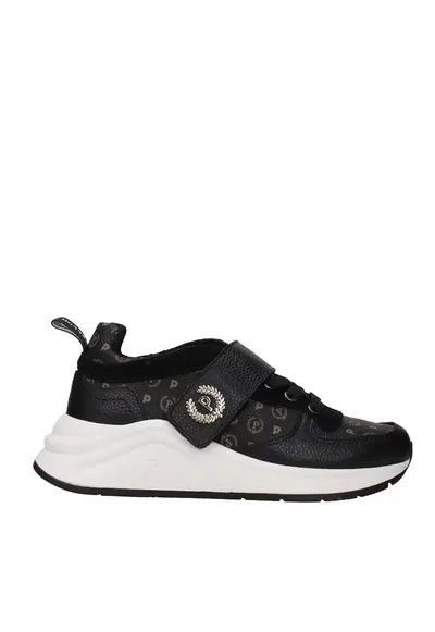 Pantofi sport din piele cu velcro - Negru