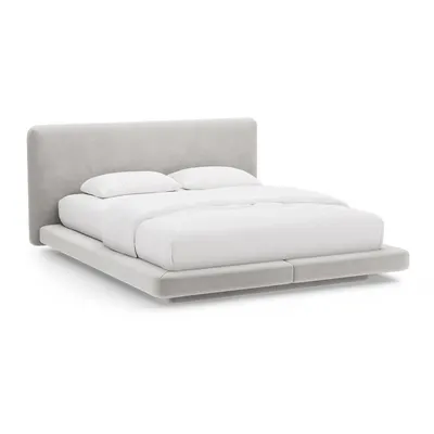 Pat matrimonial gri deschis tapițat 180x200 cm Linea – Micadoni