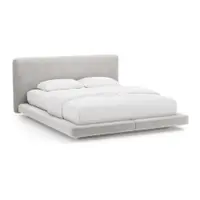 Pat matrimonial gri deschis tapițat 140x200 cm Linea – Micadoni