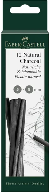 Faber-Castell Pitt set cărbune natural - 12 bucăți, 5-8 mm