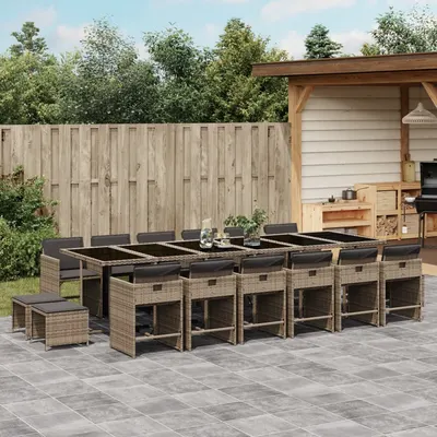 Gossi set mobilier de gradina cu perne, 17 piese, gri, poliratan