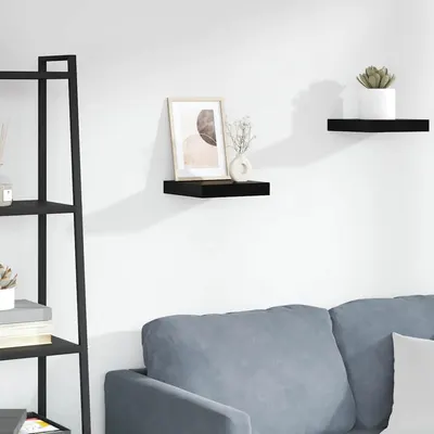 vidaXL Raft de perete suspendat negru extralucios, 23x23,5x3,8 cm, MDF