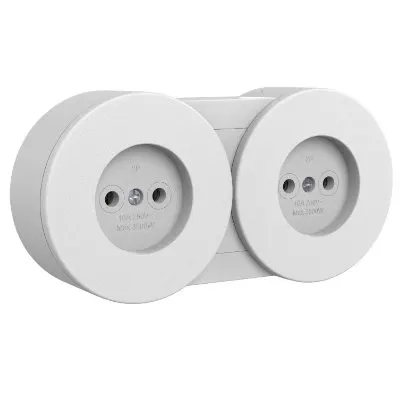 Priza fara CP dubla modulara PT xOne Ovivo OV00880, 16A, 250V, IP54, alb