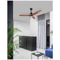 Lustra cu ventilator SABAL Body: Otel Mat Negru and Sticla, Blades: Brown Lemn DC Motor Max.40 W, 5 Speed Control, Bulb: LED 12 W 800Lm 3000K IP20