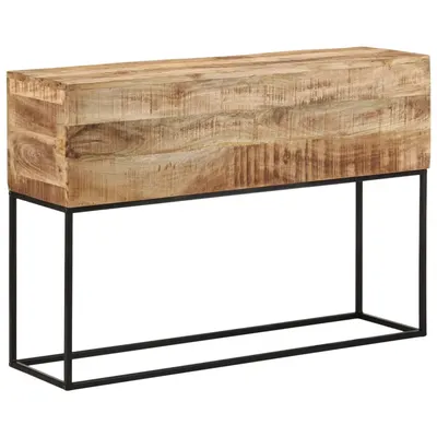 Gossi masa consola, 110x30x75 cm, lemn masiv de mango brut si fier