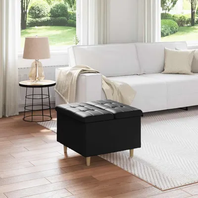vidaXL Ottoman cu Depozitare Negru 60 x 60 x 45 cm Piele artificială