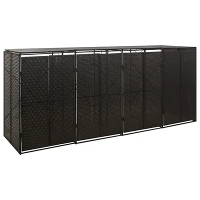 Gossi magazie de pubele cvadrupla, negru, 274x80x117 cm, poliratan